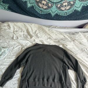 Aerie Dark Gray Waffle Knit Sweater